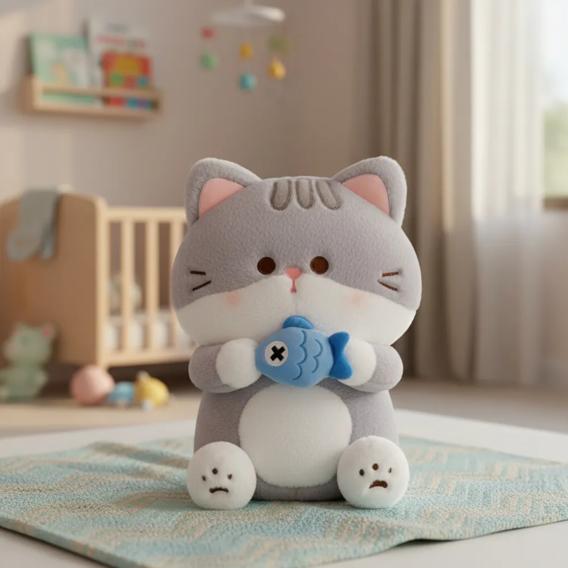 Peluche Gato Kawaii Con Pescado  5