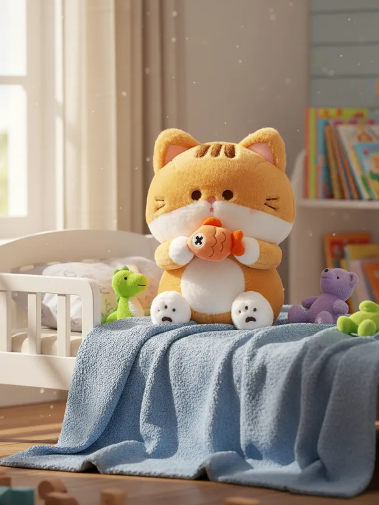 Peluche Gato Kawaii Con Pescado  2