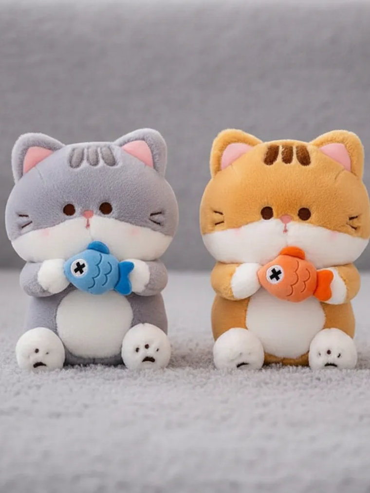 Peluche Gato Kawaii Con Pescado  6