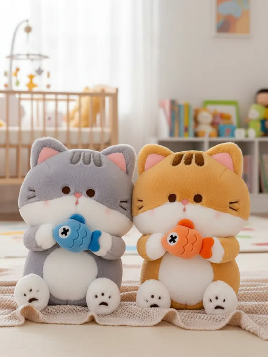 Peluche Gato Kawaii Con Pescado  1