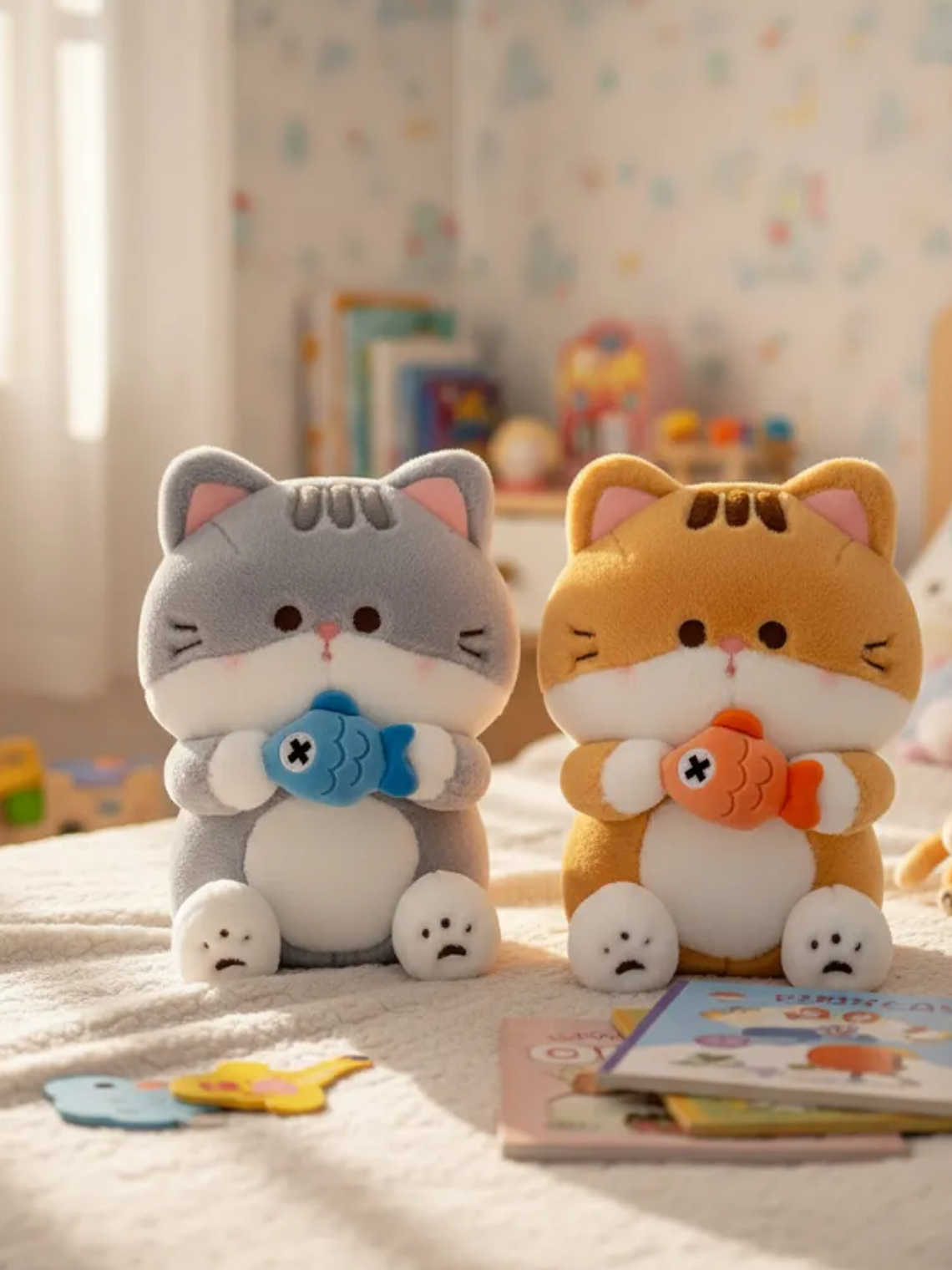 Peluche Gato Kawaii Con Pescado  4