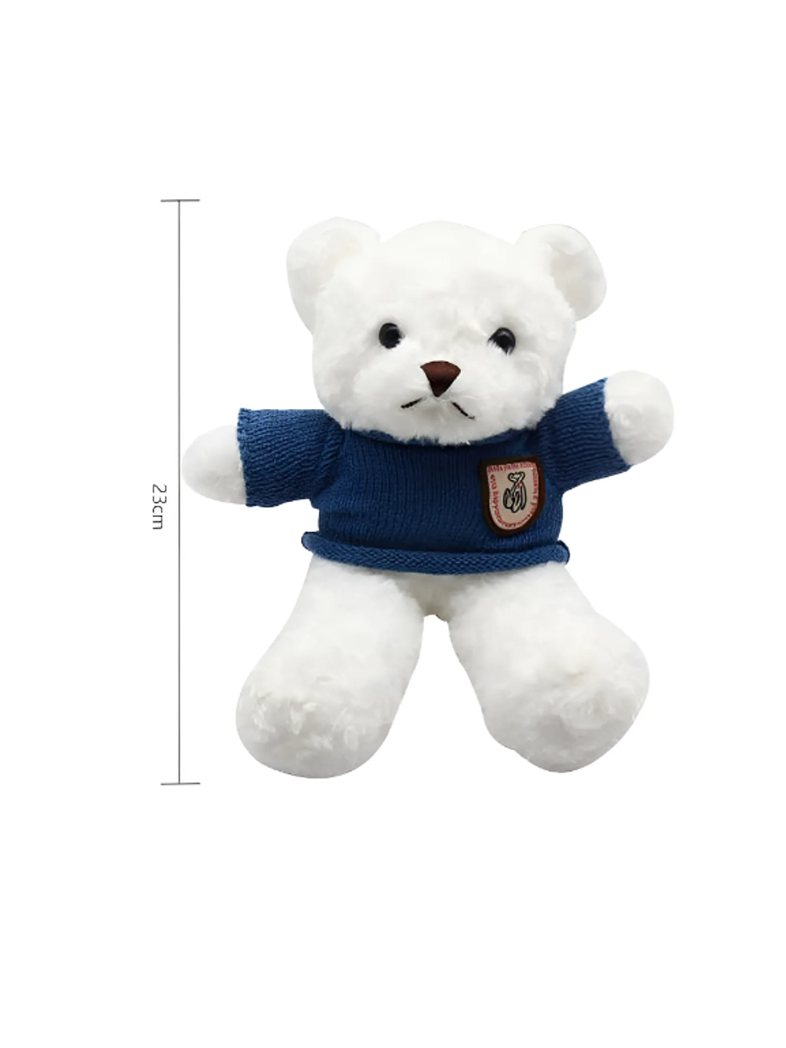 Oso De Peluche Blanco Con Chaleco Azul Tejido 23 Cm  6