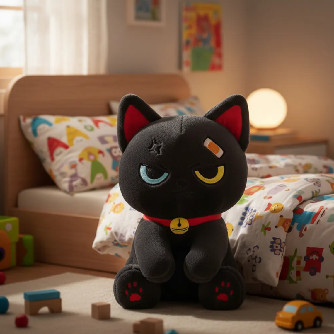 Peluches Gato Kawaii Anime Demonio Angel Blanco Negro 3