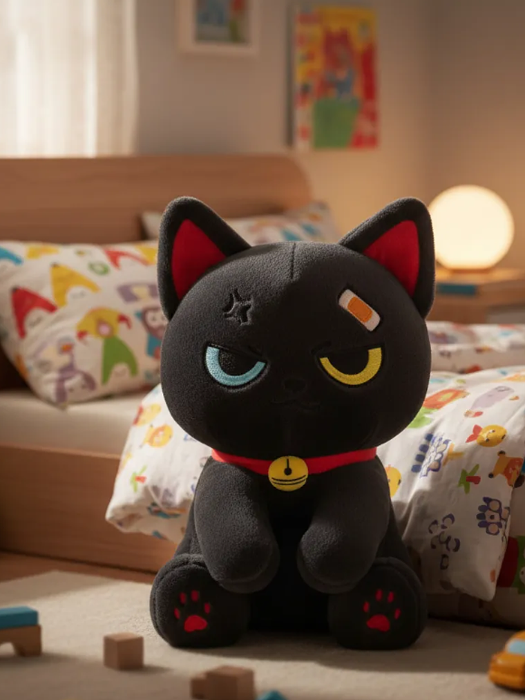 Peluches Gato Kawaii Anime Demonio Angel Blanco Negro 3