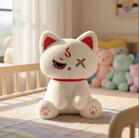 Peluches Gato Kawaii Anime Demonio Angel Blanco / Negro