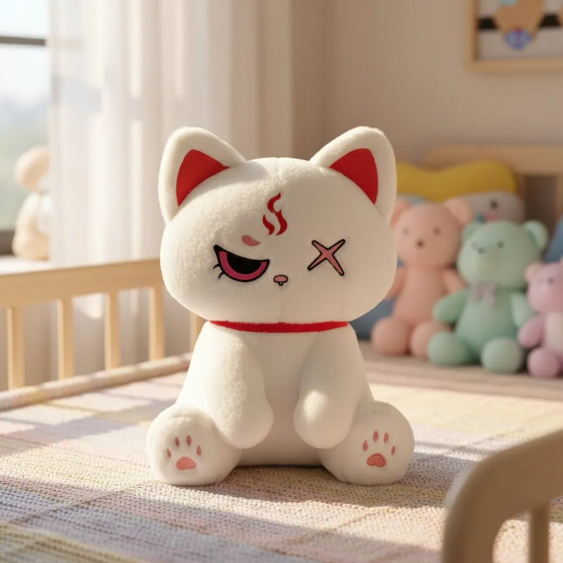 Peluches Gato Kawaii Anime Demonio Angel Blanco Negro 2