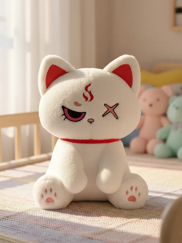 Peluches Gato Kawaii Anime Demonio Angel Blanco Negro 2