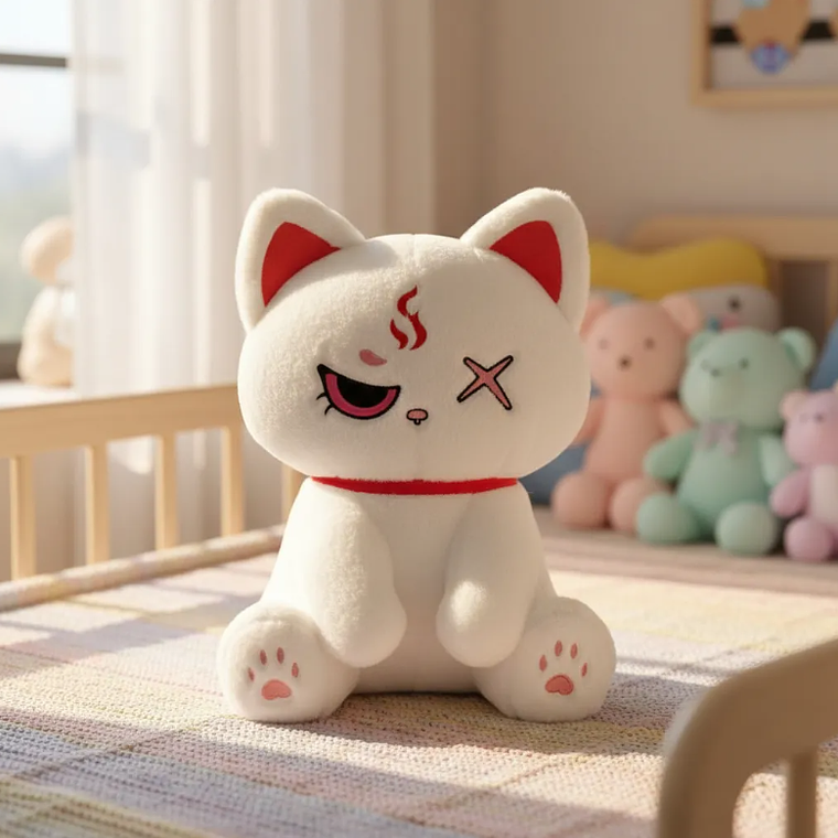 Peluches Gato Kawaii Anime Demonio Angel Blanco Negro 2