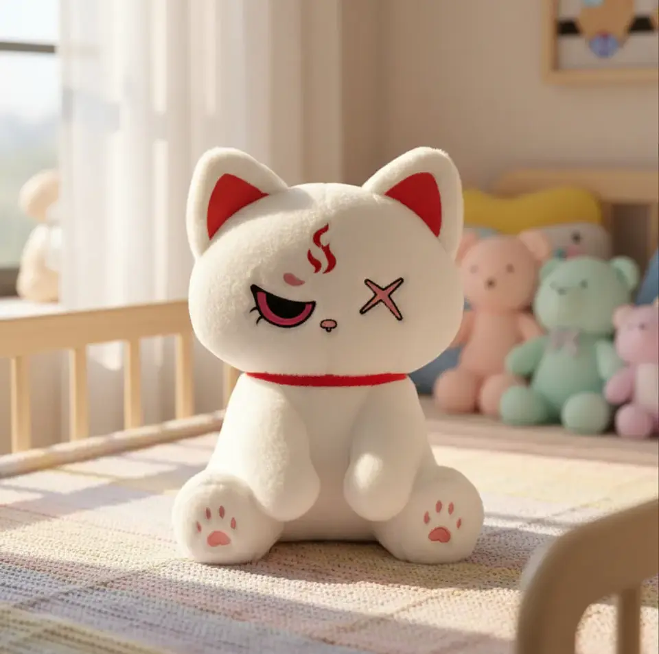 Peluches Gato Kawaii Anime Demonio Angel Blanco / Negro 2