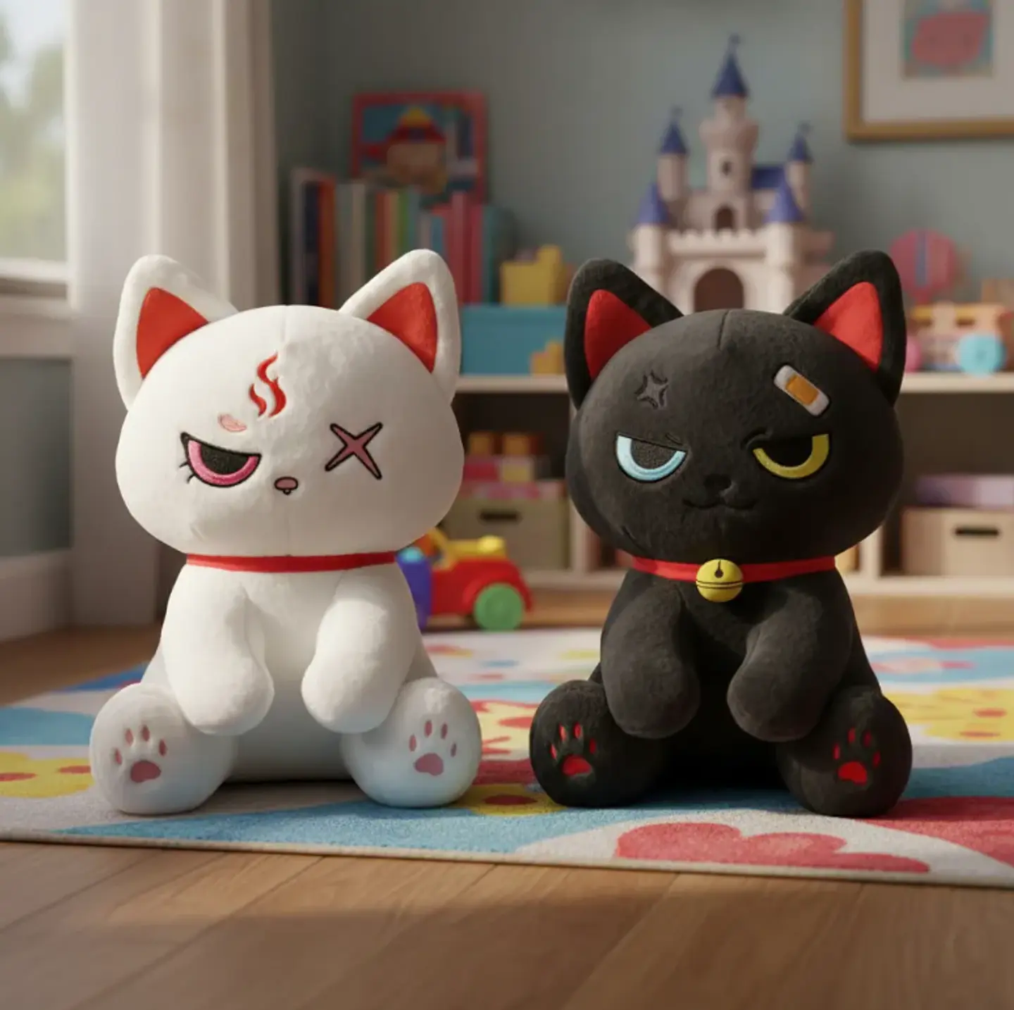 Peluches Gato Kawaii Anime Demonio Angel Blanco / Negro 6