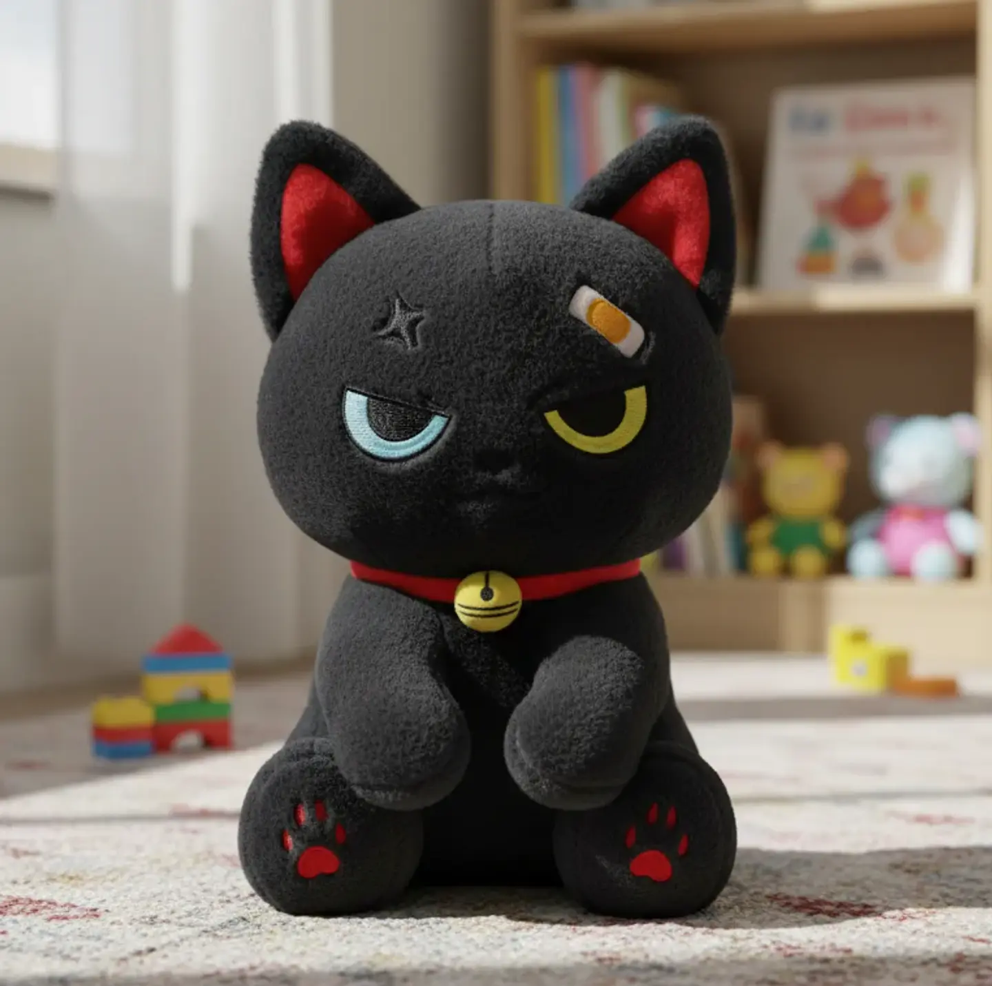 Peluches Gato Kawaii Anime Demonio Angel Blanco / Negro 7