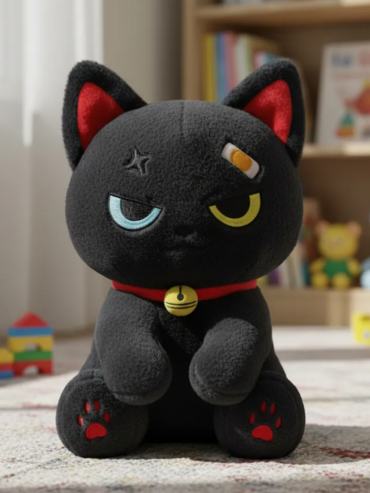 Peluches Gato Kawaii Anime Demonio Angel Blanco Negro 7