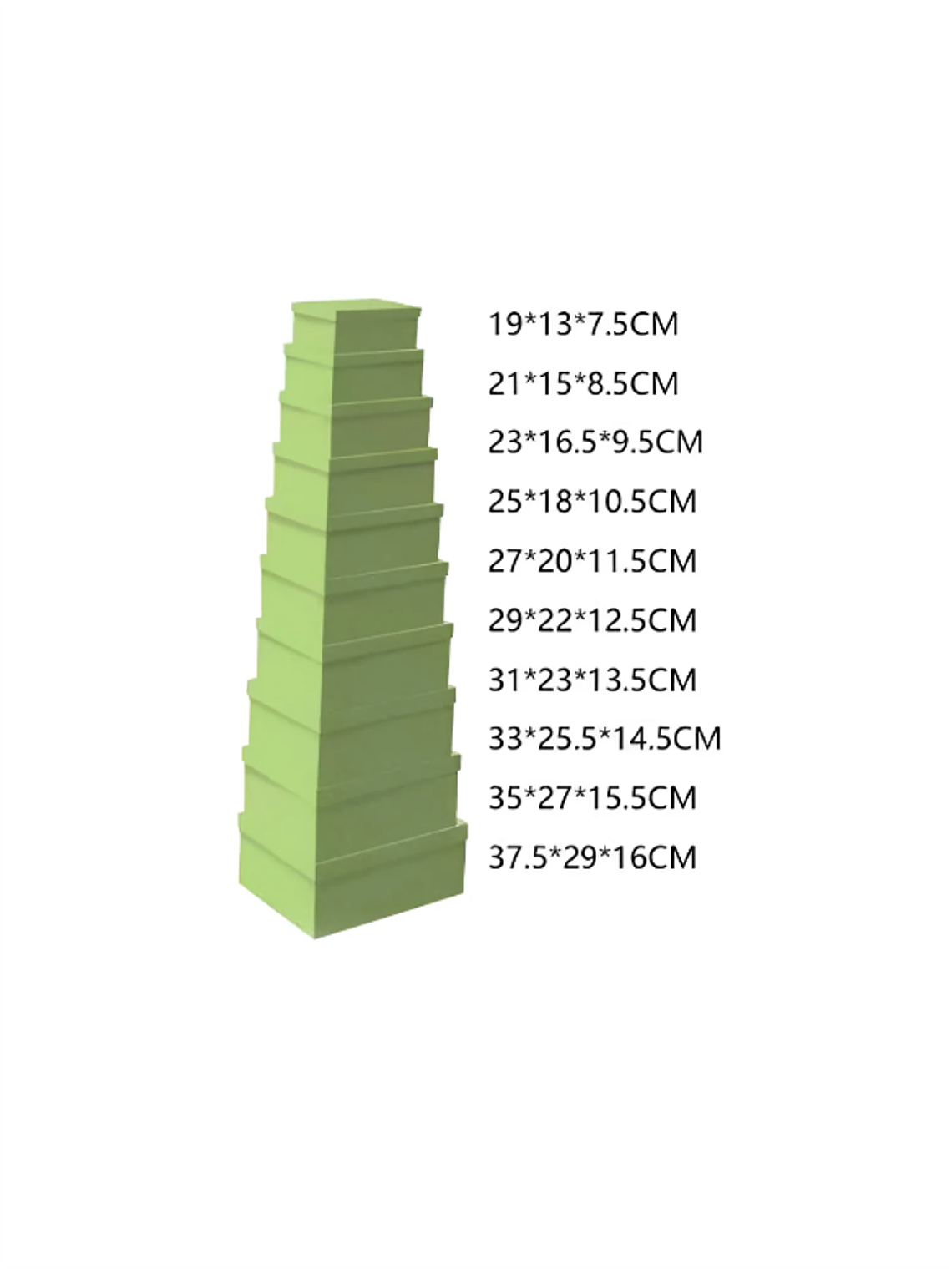 Set 10 Cajas De Regalo Verdes Rectangulares Varios Tamaños 2