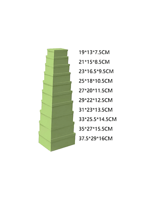 Set 10 Cajas De Regalo Verdes Rectangulares Varios Tamaños