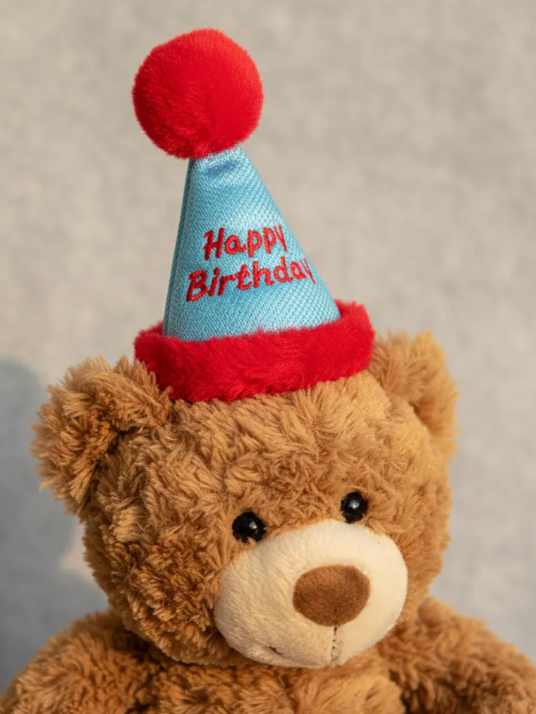 Oso De Peluche Con Gorro Feliz Cumpleaños 35 Cm Regalo 4