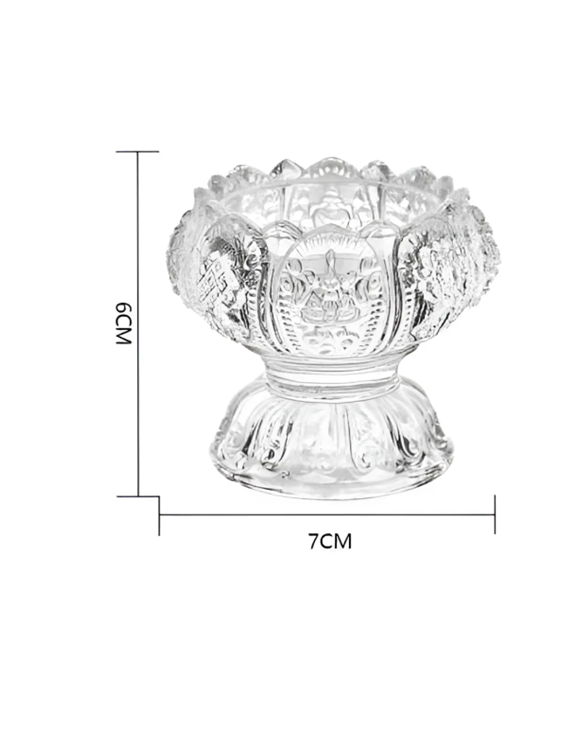 Portavelas de cristal tallado diseño flor de loto 5
