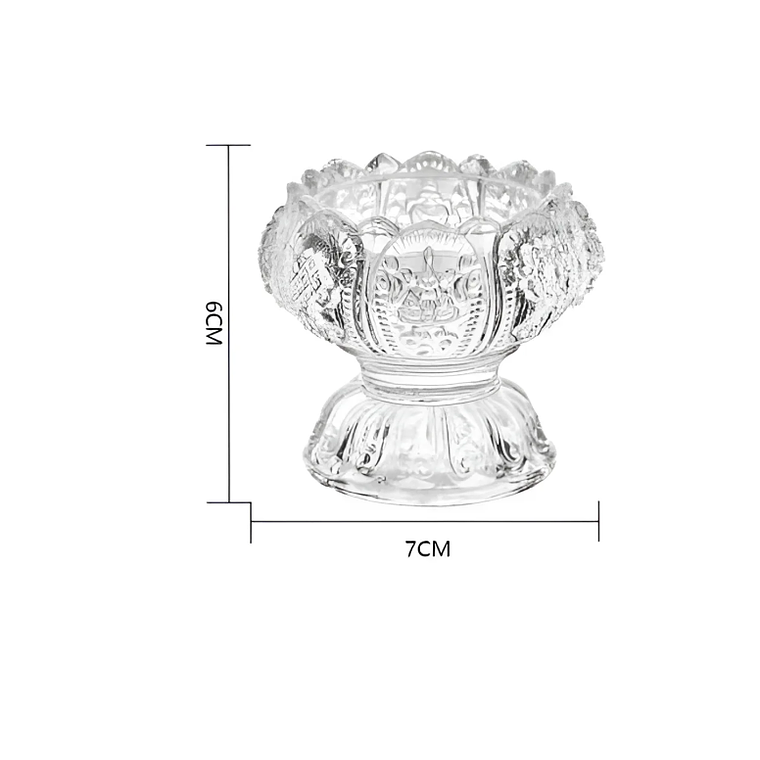 Portavelas de cristal tallado diseño flor de loto 5