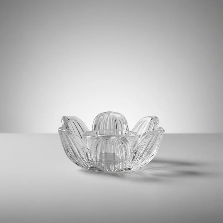 Portavelas De Vidrio Cristal Diseño Flor De Loto Decorat 4