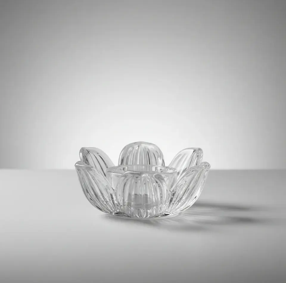Portavelas De Vidrio Cristal Diseño Flor De Loto Decorat 4