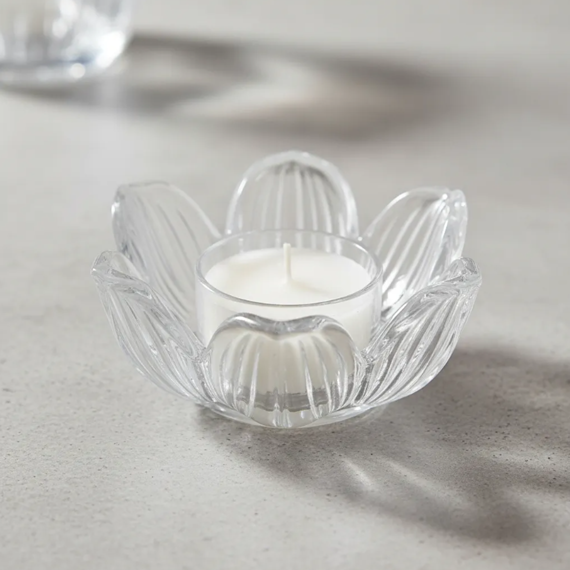 Portavelas De Vidrio Cristal Diseño Flor De Loto Decorat 6