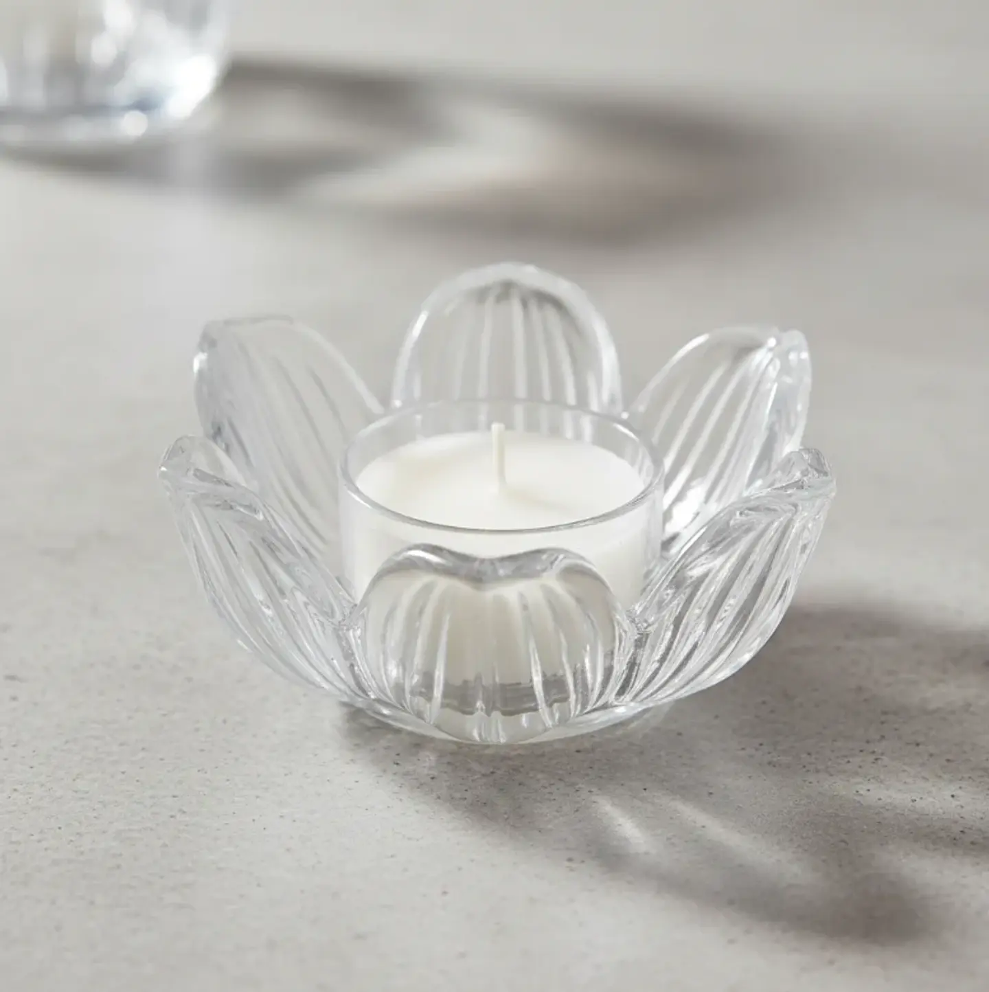 Portavelas De Vidrio Cristal Diseño Flor De Loto Decorat 6