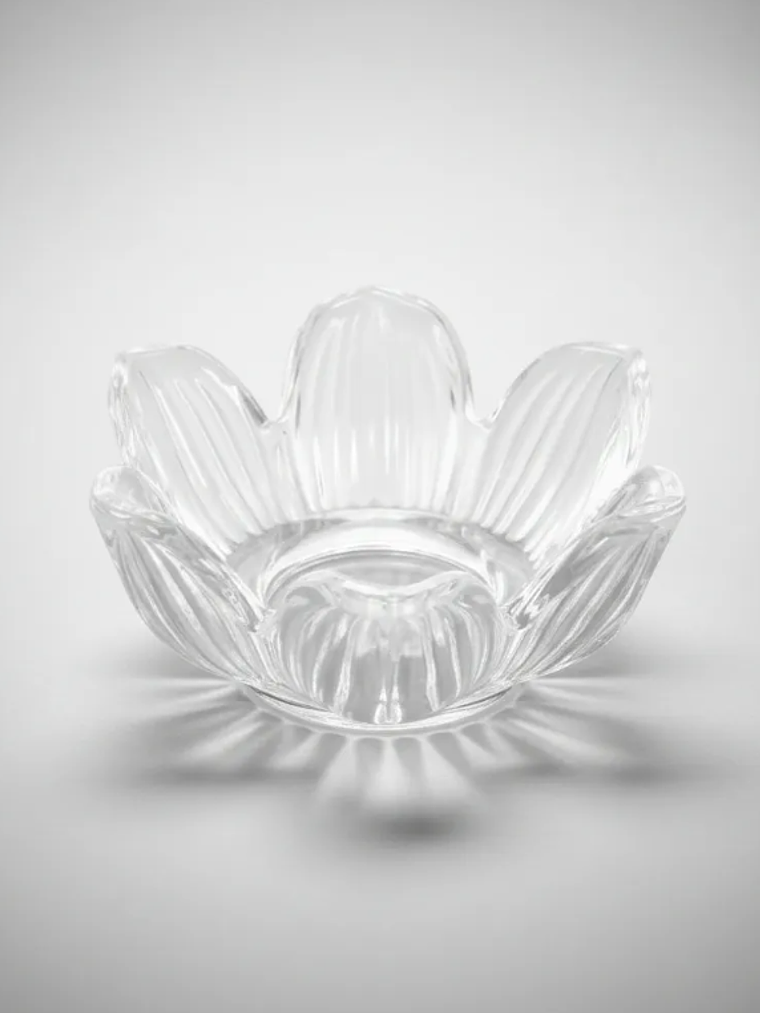 Portavelas De Vidrio Cristal Diseño Flor De Loto Decorat 3