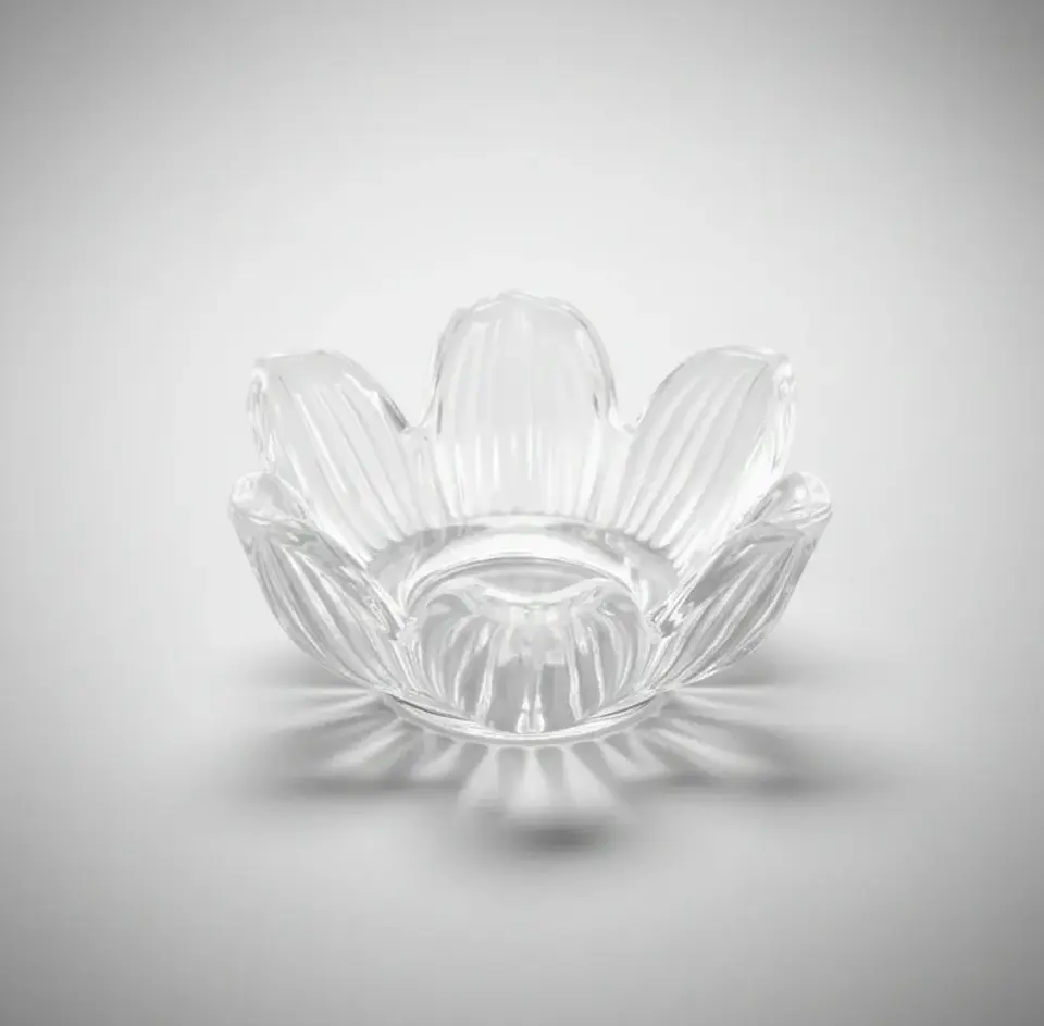 Portavelas De Vidrio Cristal Diseño Flor De Loto Decorat 3