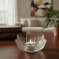 Portavelas De Vidrio Cristal Diseño Flor De Loto Decorat - Miniatura 1