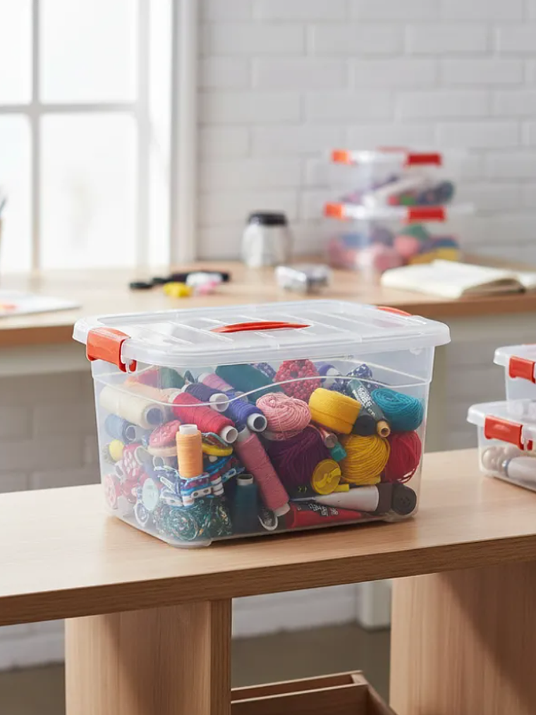 Caja Organizadora Plástica 1 Lts Transparente Con Tapa 1