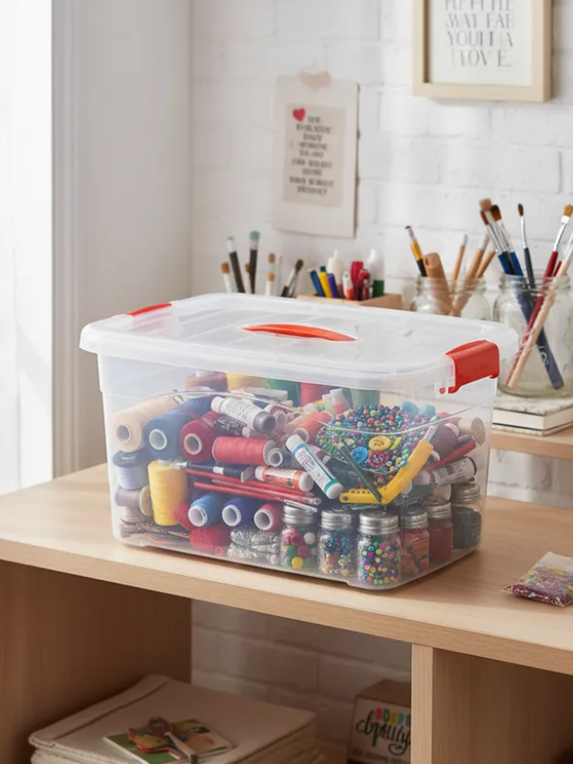 Caja Organizadora Plástica 1 Lts Transparente Con Tapa 4