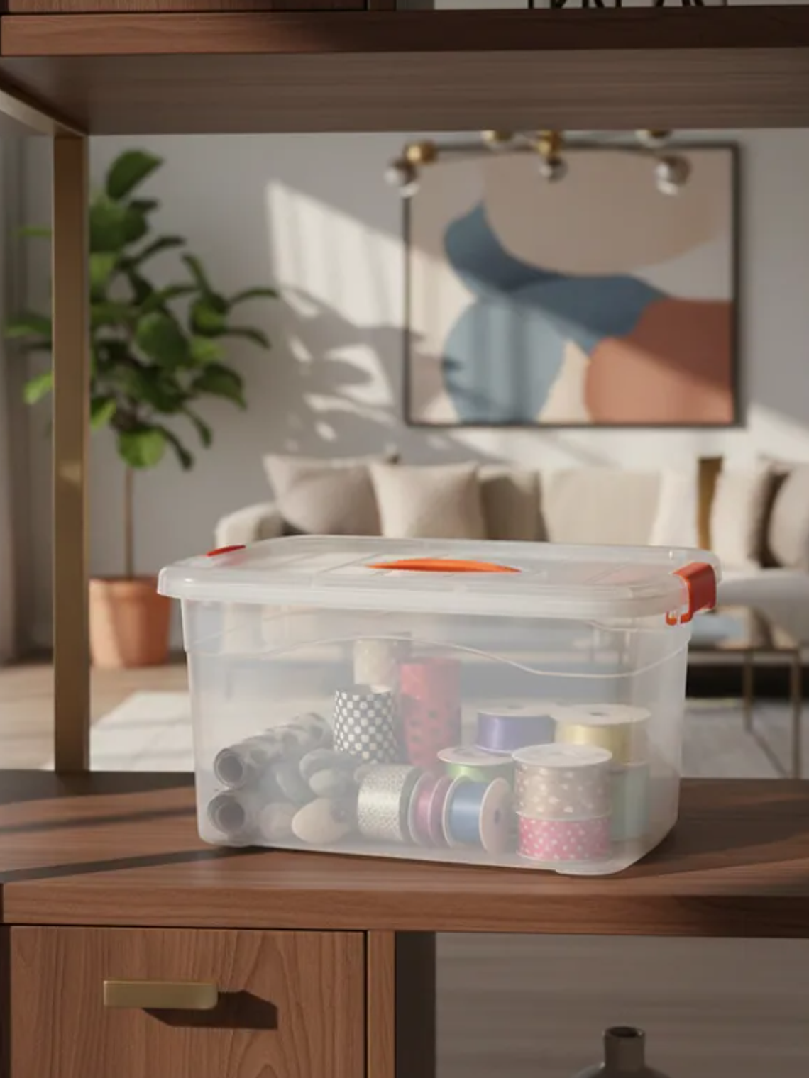 Caja Organizadora Plástica 1 Lts Transparente Con Tapa 5