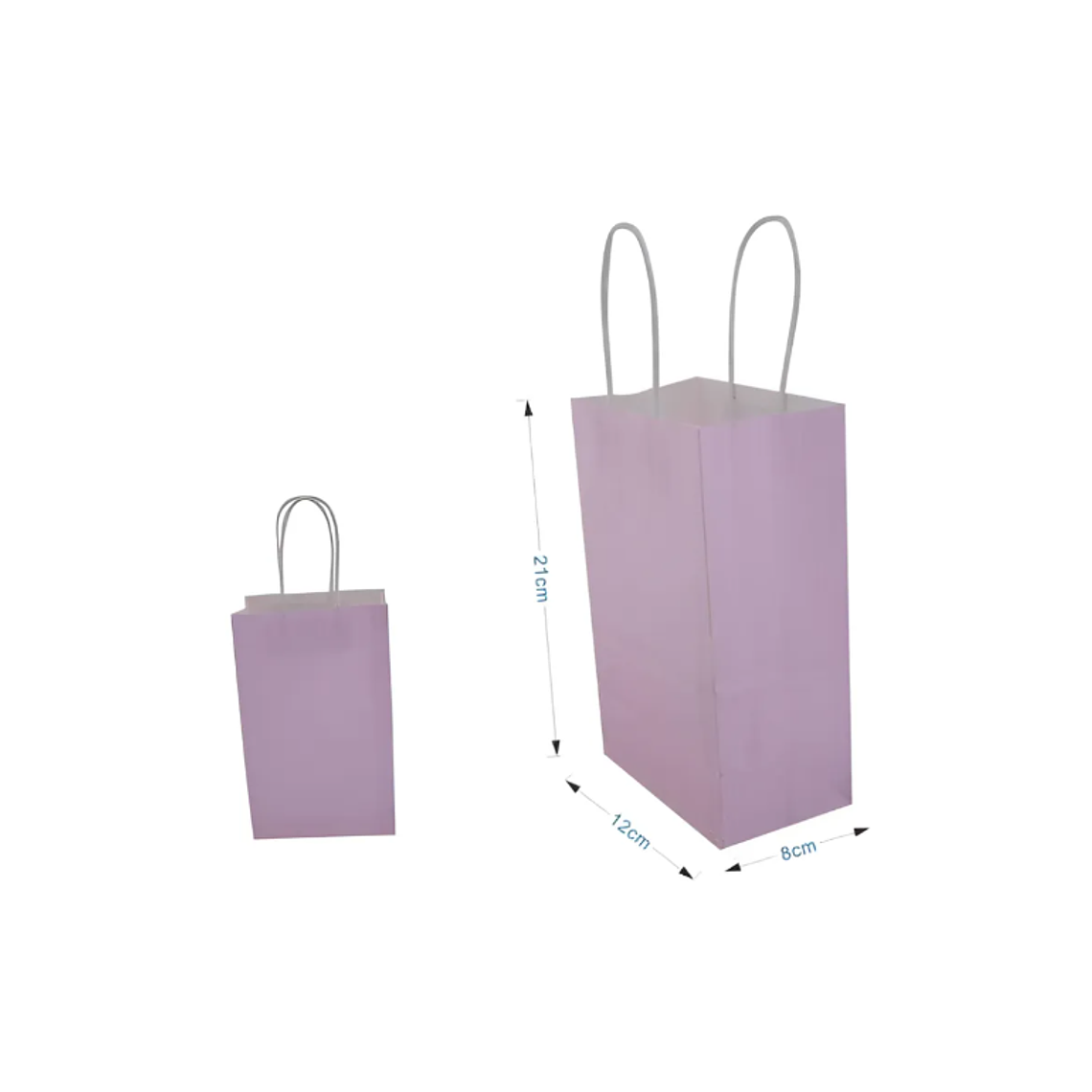 Bolsa De Papel Kraft Lila Con Asas 21x12x8cm Para Regalo 5