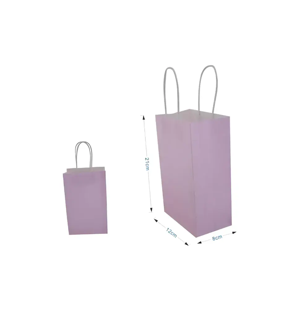 Bolsa De Papel Kraft Lila Con Asas 21x12x8cm Para Regalo 5