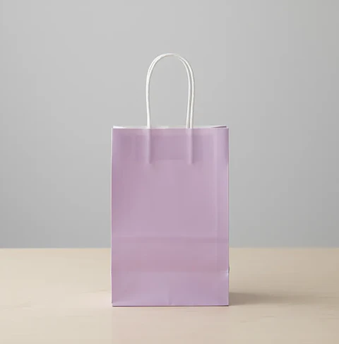 Bolsa De Papel Kraft Lila Con Asas 21x12x8cm Para Regalo
