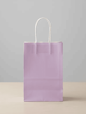 Bolsa De Papel Kraft Lila Con Asas 21x12x8cm Para Regalo