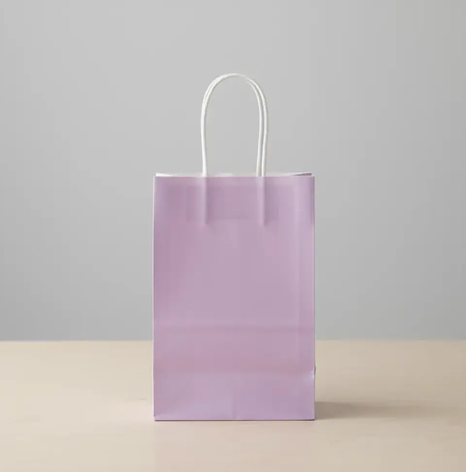 Bolsa De Papel Kraft Lila Con Asas 21x12x8cm Para Regalo 2