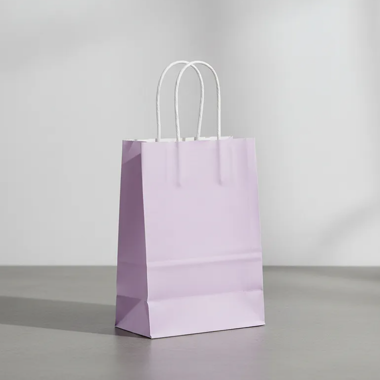 Bolsa De Papel Kraft Lila Con Asas 21x12x8cm Para Regalo 3