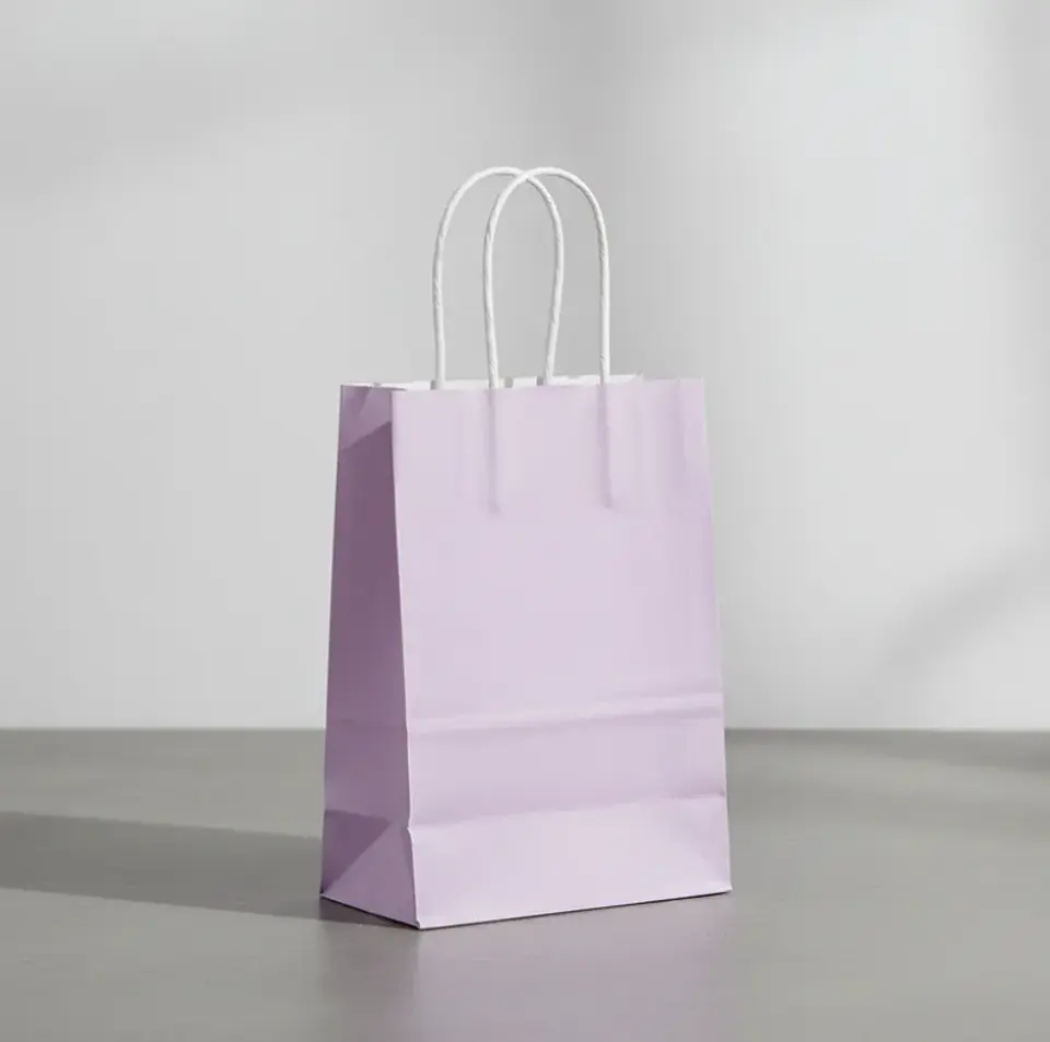 Bolsa De Papel Kraft Lila Con Asas 21x12x8cm Para Regalo 3