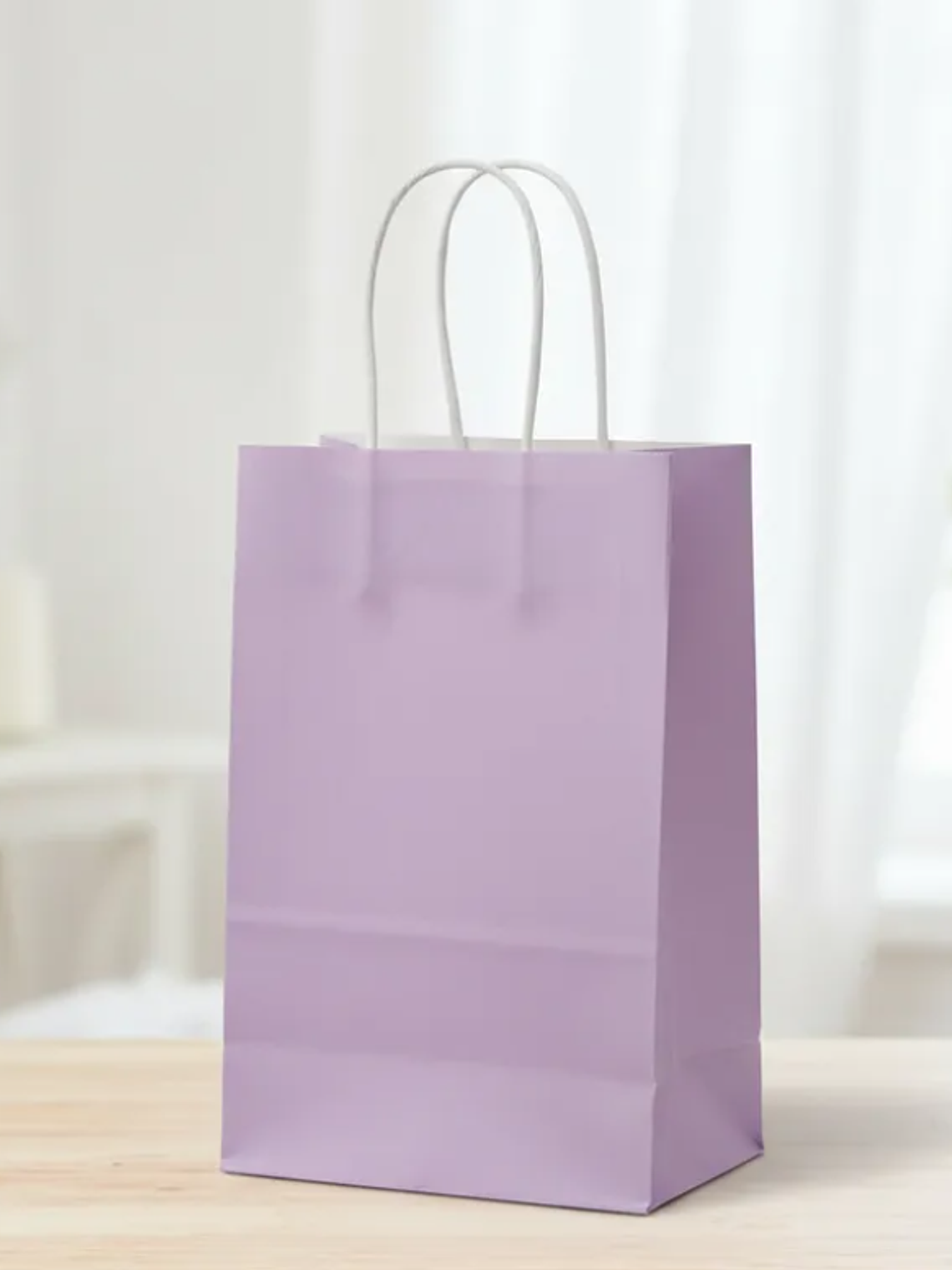 Bolsa De Papel Kraft Lila Con Asas 21x12x8cm Para Regalo 1
