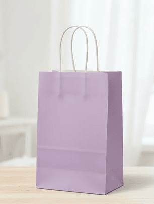Bolsa De Papel Kraft Lila Con Asas 21x12x8cm Para Regalo