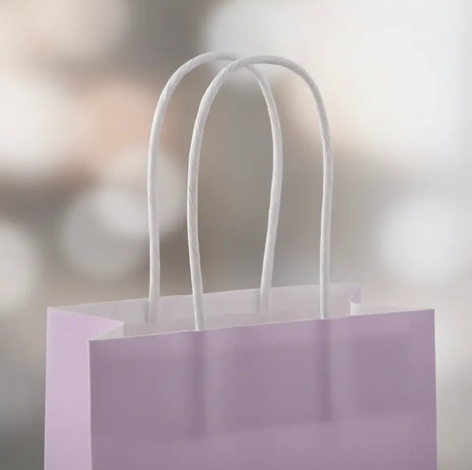 Bolsa De Papel Kraft Lila Con Asas 21x12x8cm Para Regalo 6