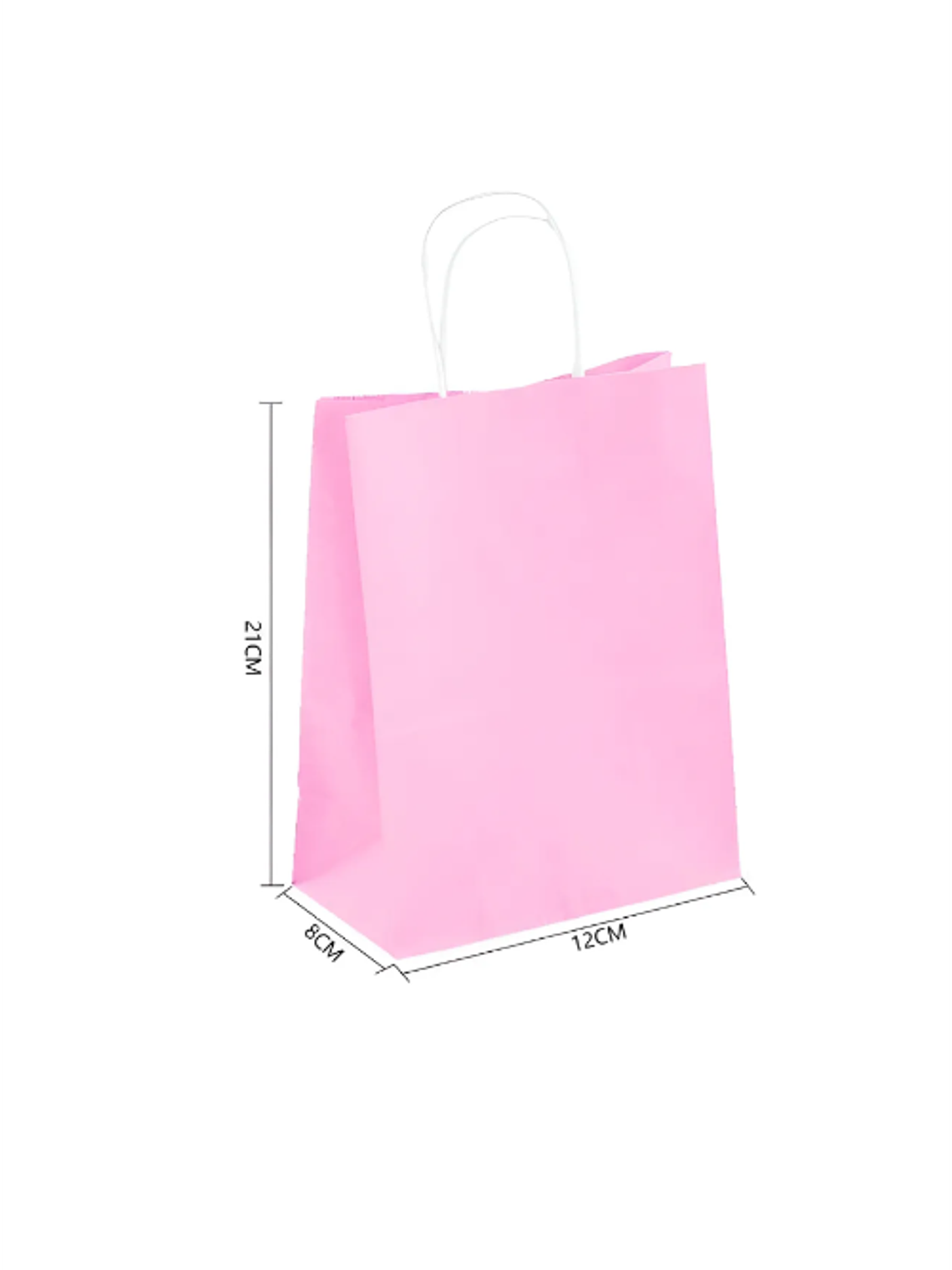Bolsa de papel kraft rosada 21x12x8cm con asas 5