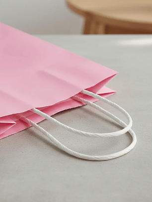 Bolsa de papel kraft rosada 21x12x8cm con asas