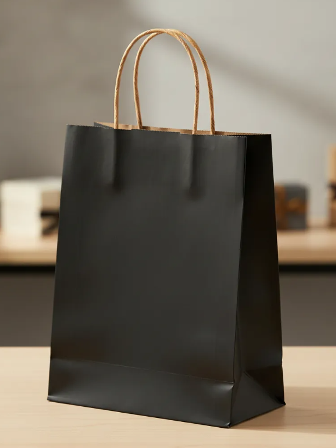  Bolsa Papel Kraft Negra Regalo Con Asa 21x12x8 Cm 1