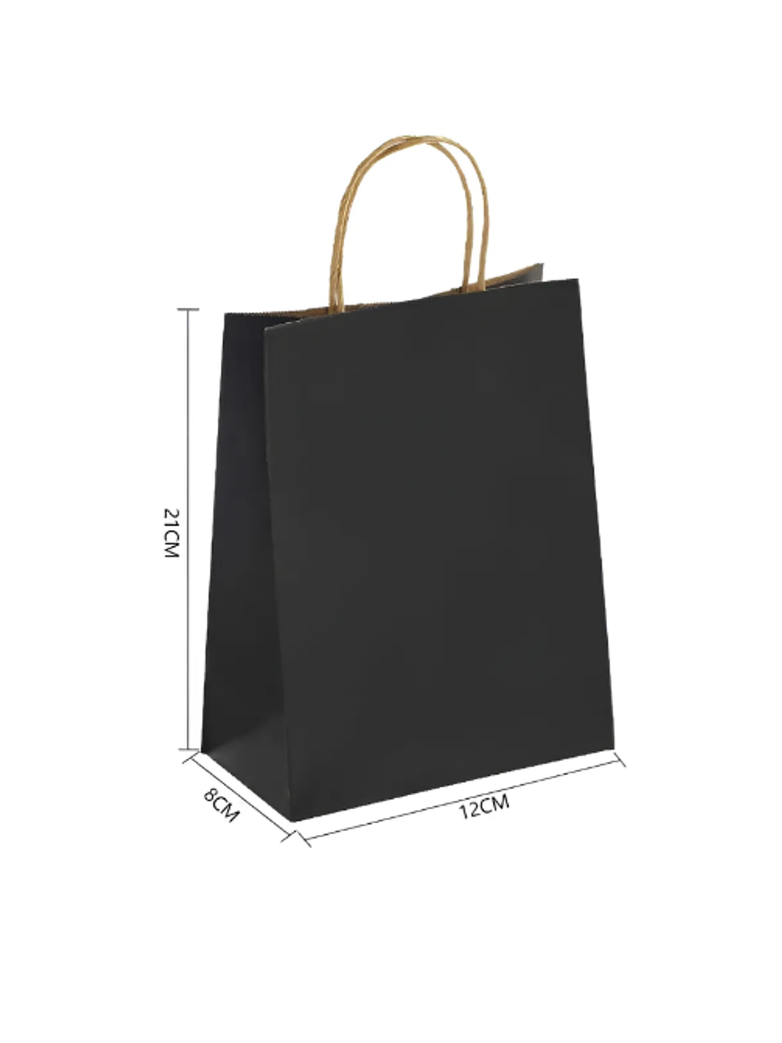  Bolsa Papel Kraft Negra Regalo Con Asa 21x12x8 Cm 3