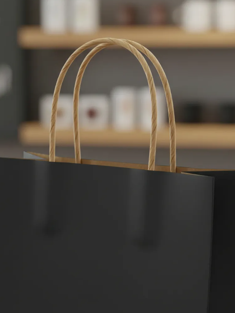  Bolsa Papel Kraft Negra Regalo Con Asa 21x12x8 Cm 5