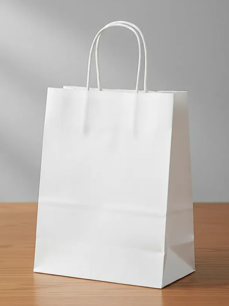 Bolsa De Papel Kraft Blanca Con Asas  5