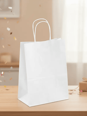Bolsa De Papel Kraft Blanca Con Asas 