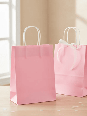  Bolsa De Papel Kraft Rosada Para Regalo