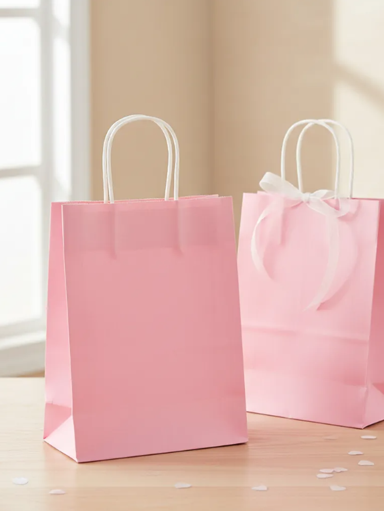  Bolsa De Papel Kraft Rosada Para Regalo 1